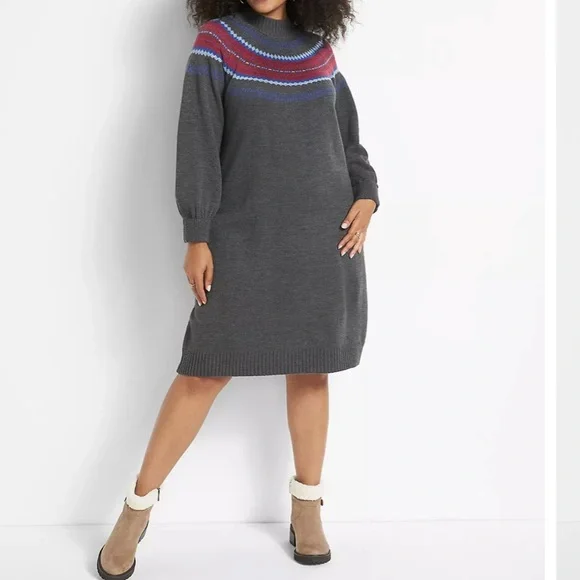 Lane Bryant | Dresses | Turtleneck Fair Isle Sweater Dress | Poshmark
